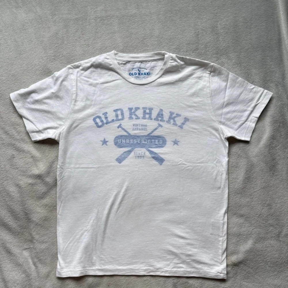 Old khaki white T-shirt
